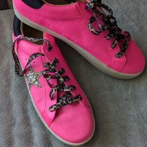 Pink Women's Sneakers with Glitter Star